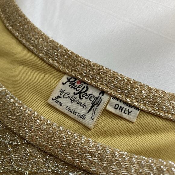 Vintage Phil‎ Rose Of California Gold Metallic Tank Top Cardigan Set Est. Size L - Picture 7 of 16